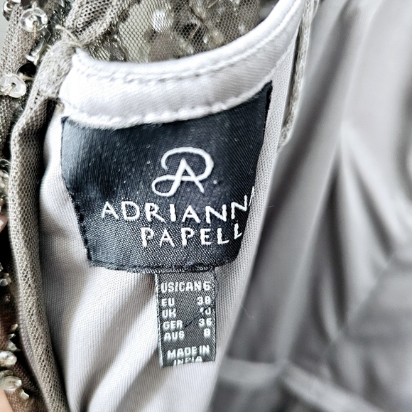 Adrianna Papell 6 Elegant beaded lead Gray Evening Gown - Picture 7 of 13